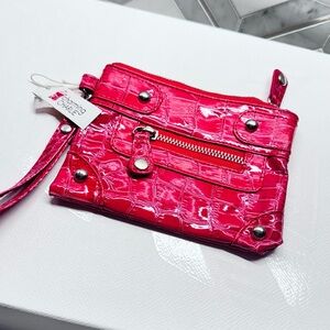 Red leather wristlet